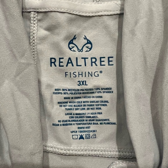 NWT  Realtree Men's Fishing Hoodie Shirt Pullover Long Slv Gray 3XL - Picture 5 of 5